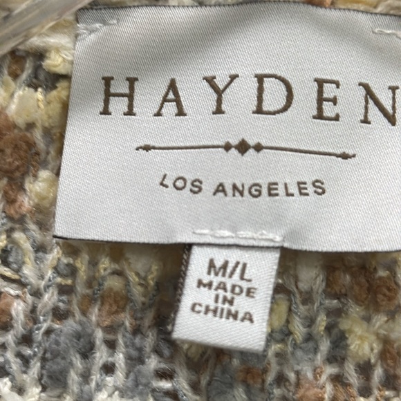 Hayden Dolman Sleeve Cardigan Sweater SZ M/L cappuccino neutral chenille pockets - Picture 4 of 6